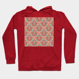 Coral and Teal Vintage Scales Hoodie